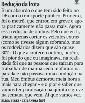 Metro Brasilia_Queixa Leitor_28-06-2016_Onibus_Reducao Frota